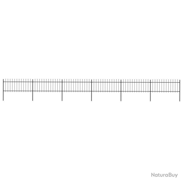 Cl�ture de jardin avec dessus en lance Acier 10,2x0,8 m Noir