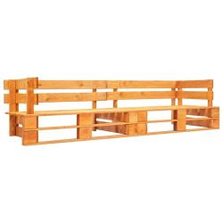 Canap&eacute; de jardin palette 2 places marron miel bois