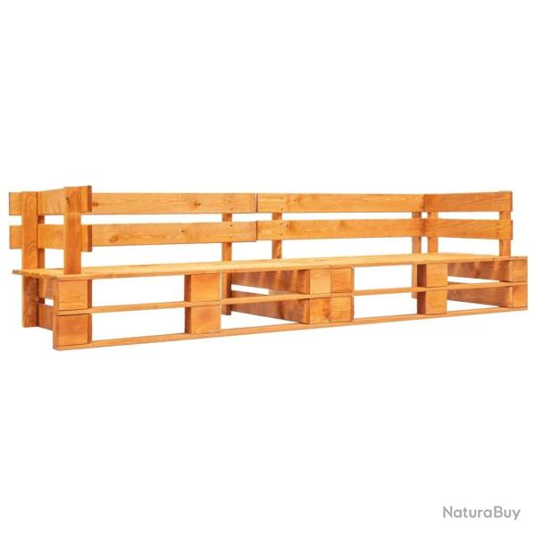 Canap� de jardin palette 2 places marron miel bois