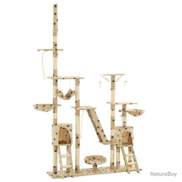 Arbre  chat et griffoirs 230-250 cm Empreintes de pattes Beige
