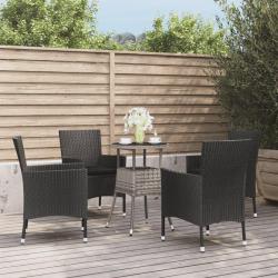 Ensemble de bistro de jardin 5 pcs coussins noir poly rotin