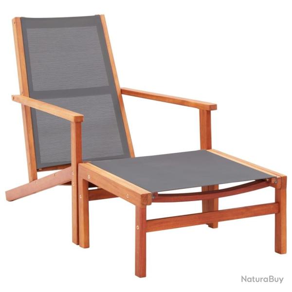 Chaise de jardin et repose-pied Gris Eucalyptus et textilne