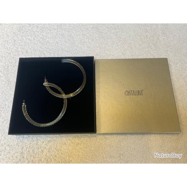 boucles d oreilles cristaluna ole mega en cristal acrylique transparent neuf UGS :300 109 00