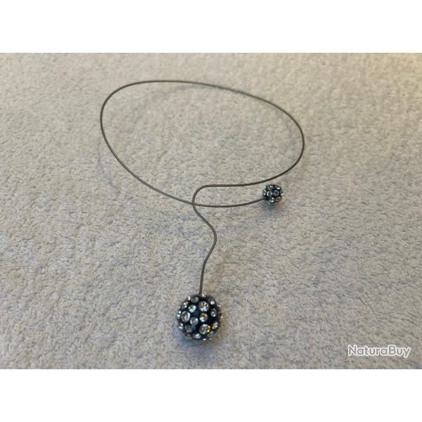 collier cristaluna saturno en cristal acrylique noir swarovski 201 513 00 neuf