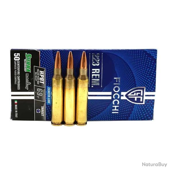 Munitions Fiocchi HPBT .223 Rem 69 gr 1 carton de 1000 munitions