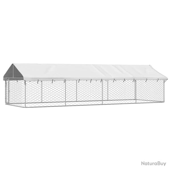 Chenil cage enclos pac animaux ext�rieur avec toit 600 x 200 x 150 cm Argent 02_0041911