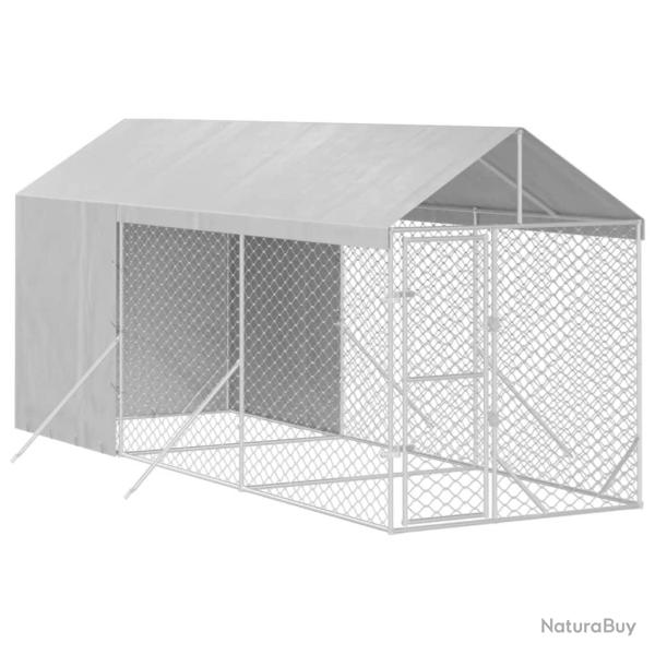 Chenil cage enclos pac animaux d'ext�rieur pour chiens avec toit argent� 2 x 6 x 2,5 m Argent 02_00