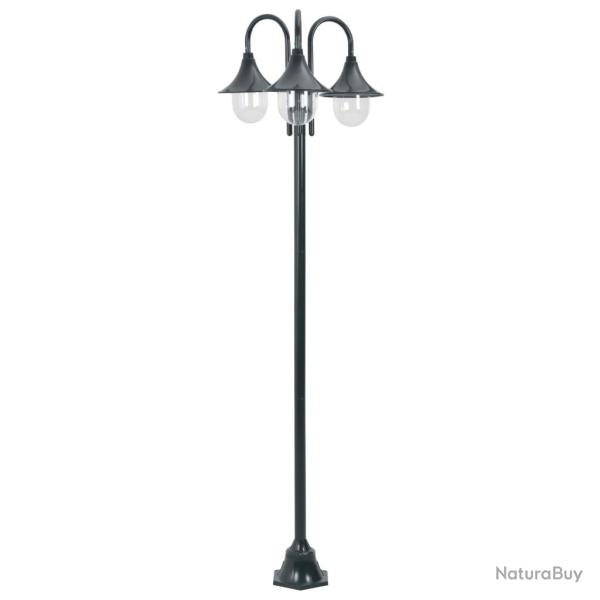 Lampadaire de jardin E27 220cm aluminium 3 lanternes fonc vert 02_0042543
