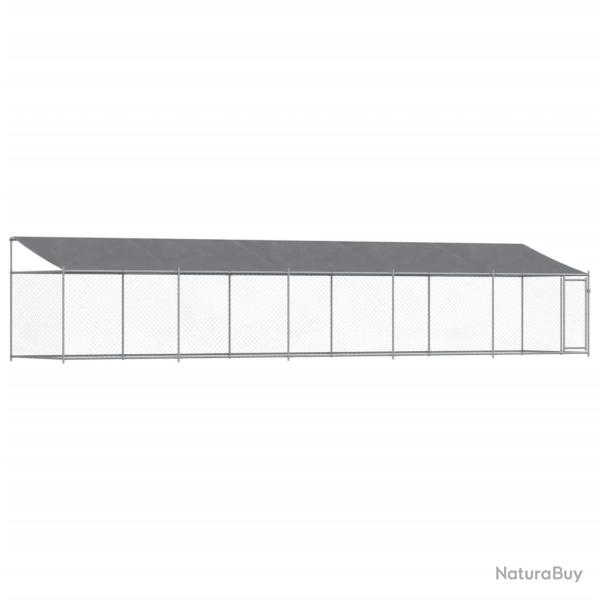 Cage pour chien avec toit et porte 10 x 2 x 2m acier galvanis� gris 02_0041628