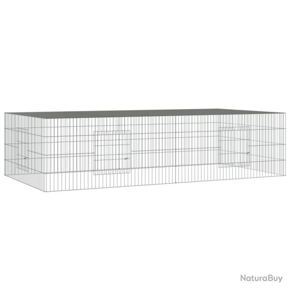 Cage � lapin 2 panneaux 220 x 110 x 55 cm Fer galvanis� Argent 02_0041686
