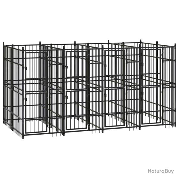 Chenil cage enclos pac animaux d'ext�rieur pour chiens acier 7,37 m� noir 02_0041875