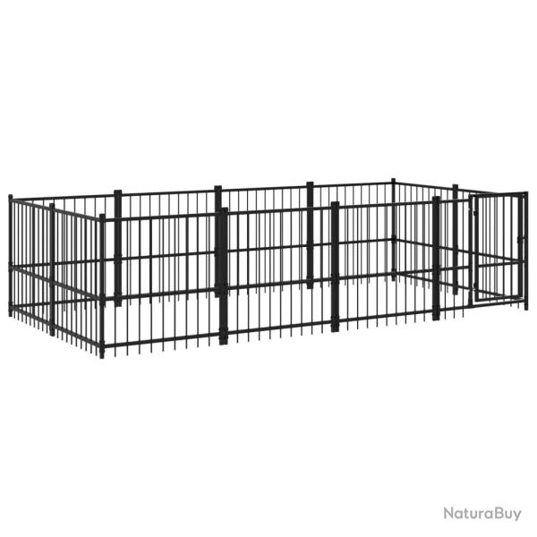 Chenil cage enclos pac animaux d'ext�rieur pour chiens acier 7,51 m� noir 02_0041878