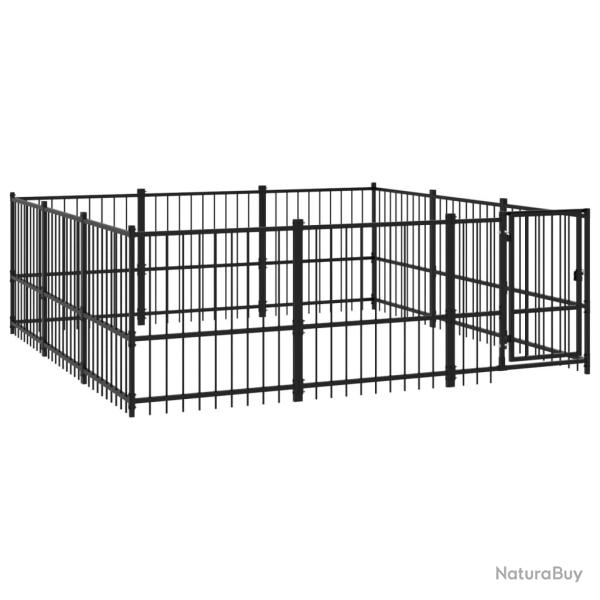Chenil cage enclos pac animaux d'ext�rieur pour chiens acier 8,47 m� noir 02_0041884
