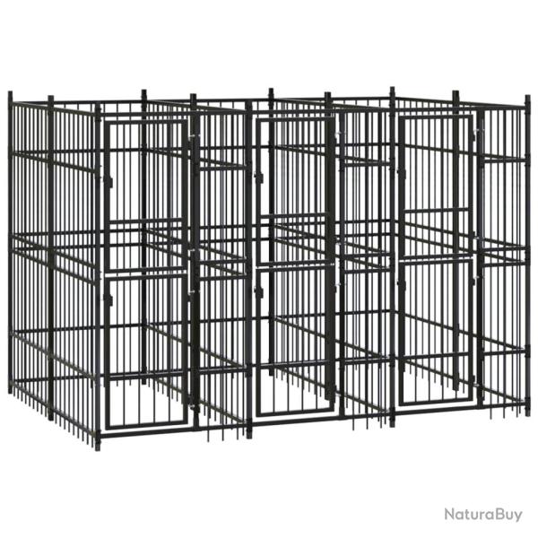 Chenil cage enclos pac animaux d'ext�rieur pour chiens acier 5,53 m� noir 02_0041857