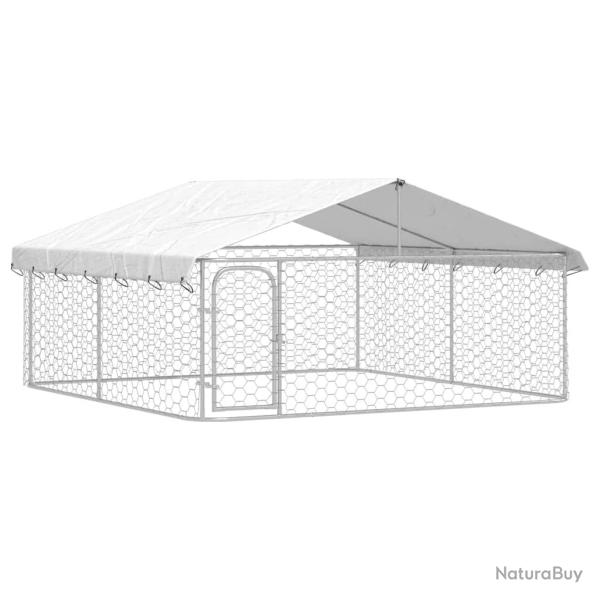 Chenil cage enclos pac animaux ext�rieur avec toit 300 x 300 x 150 cm Argent 02_0041908