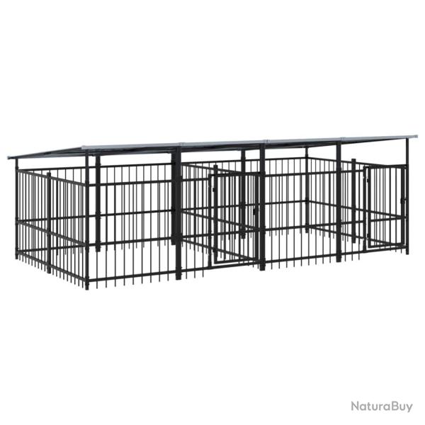 Chenil cage enclos pac animaux d'ext�rieur avec toit pour chiens acier 7,51 m� noir 02_0041768