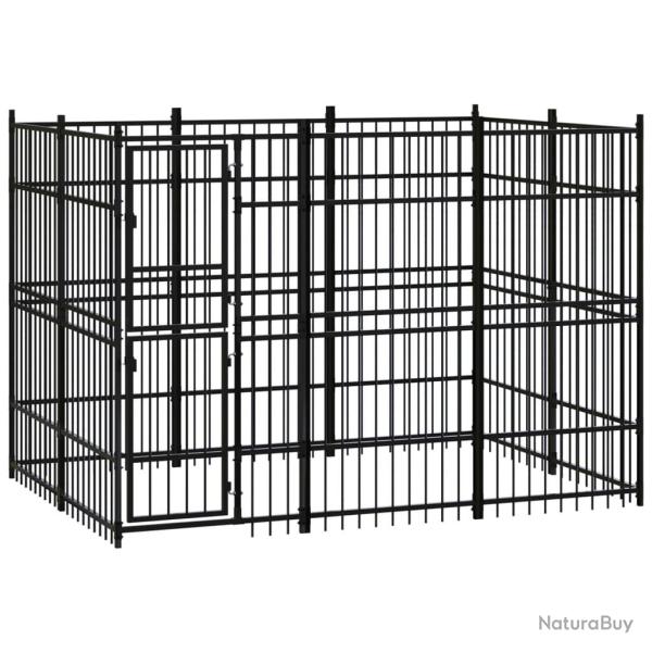 Chenil cage enclos pac animaux d'ext�rieur pour chiens acier 5,53 m� noir 02_0041856