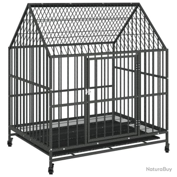 Cage pour chien avec roues acier galvanis� noir 02_0041627
