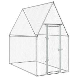 Cage pour poules argent&eacute; 200 x 100 x 190 cm acier galvanis&eacute; Argent 02_0041666