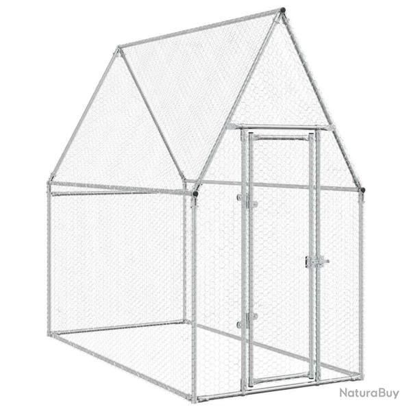 Cage pour poules argent� 200 x 100 x 190 cm acier galvanis� Argent 02_0041666