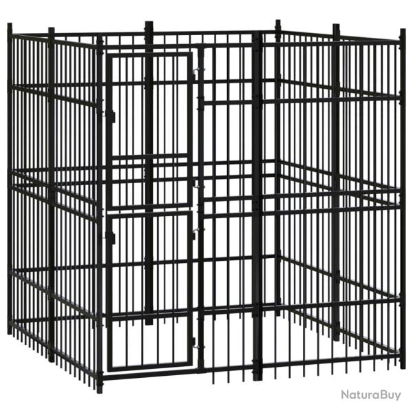 Chenil cage enclos pac animaux d'ext�rieur pour chiens acier 3,69 m� noir 02_0041831