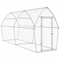Cage pour poules argent&eacute; 400 x 105 x 182 cm acier galvanis&eacute; Argent 02_0041670