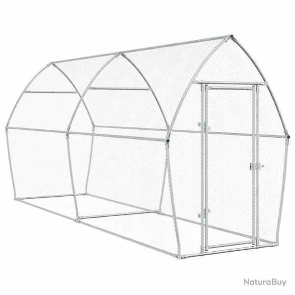 Cage pour poules argent� 400 x 105 x 182 cm acier galvanis� Argent 02_0041670