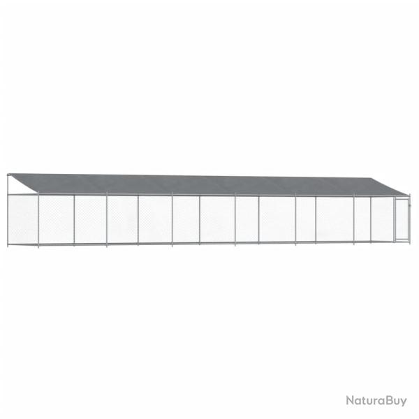 Cage pour chien avec toit et porte 12 x 2 x 2m acier galvanis� gris 02_0041629