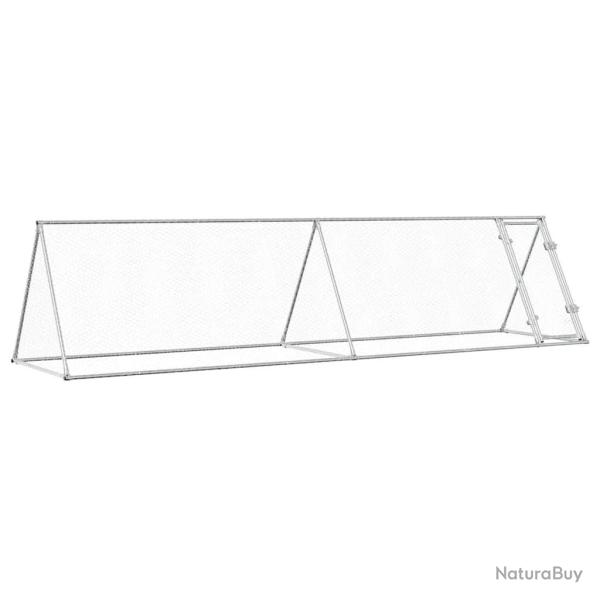Cage pour poules argent� 400 x 105 x 91 cm acier galvanis� Argent 02_0041671