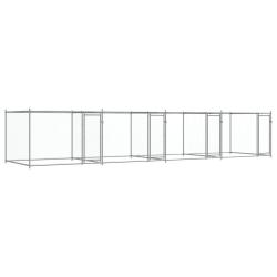 Cage pour chien avec portes 8 x 2 x 1,5 m acier galvanis&eacute; gris 02_0041626
