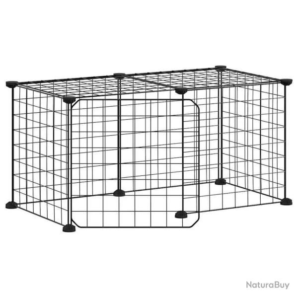 Cage animaux de compagnie � 8 panneaux et porte 35 x 35 cm noir 02_0041606