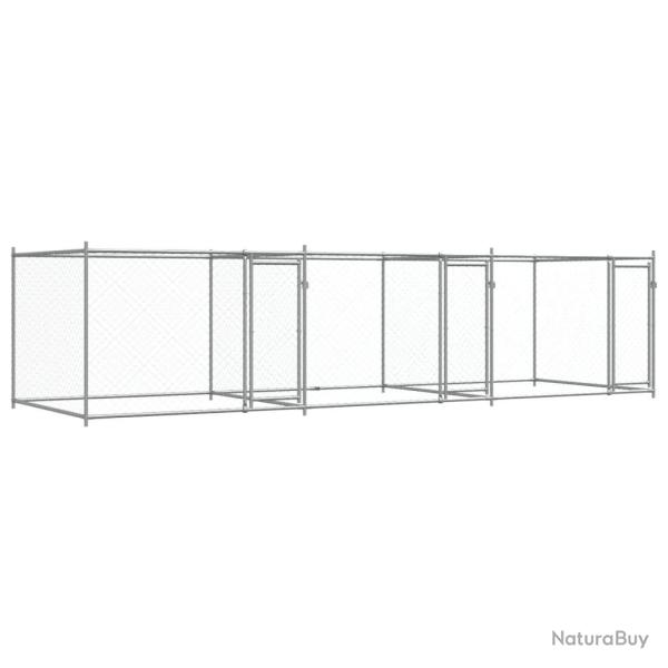 Cage pour chien avec portes 6 x 2 x 1,5 m acier galvanis� gris 02_0041625
