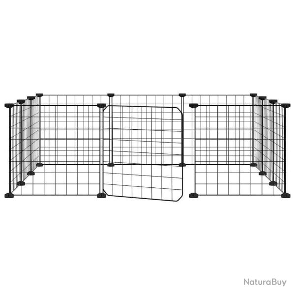 Cage animaux de compagnie  12 panneaux et porte 35 x 35 cm noir 02_0041562