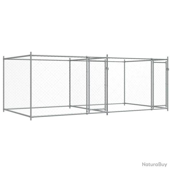 Cage pour chien avec portes 4 x 2 x 1,5 m acier galvanis� gris 02_0041624