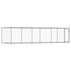 Cage pour chien avec porte 6 x 2 x 1,5 m acier galvanis&eacute; gris 02_0041620