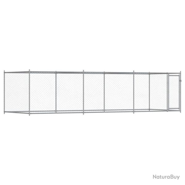 Cage pour chien avec porte 6 x 2 x 1,5 m acier galvanis� gris 02_0041620