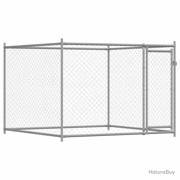 Cage pour chien avec porte 2 x 2 x 1,5 m acier galvanis� gris 02_0041618
