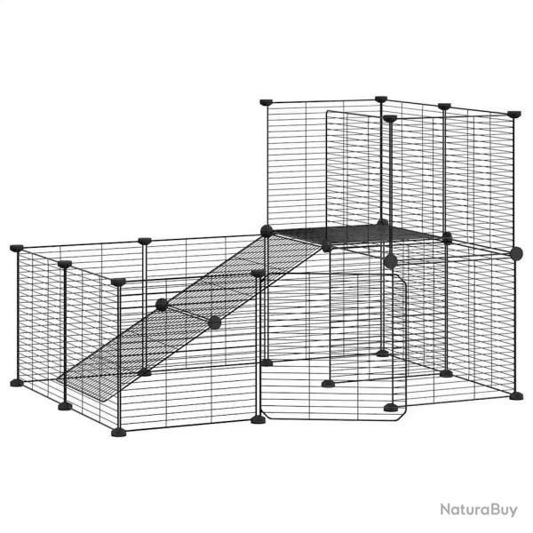 Cage animaux de compagnie � 20 panneaux et porte 35 x 35 cm noir 02_0041570