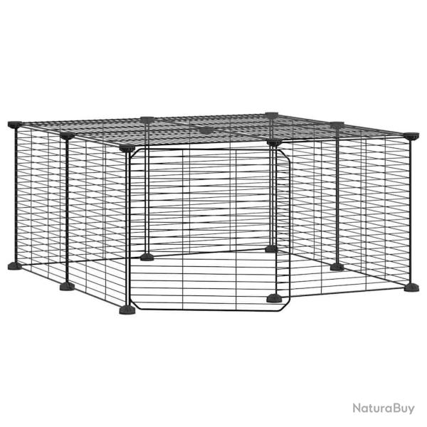 Cage animaux de compagnie  12 panneaux et porte 35 x 35 cm noir 02_0041563