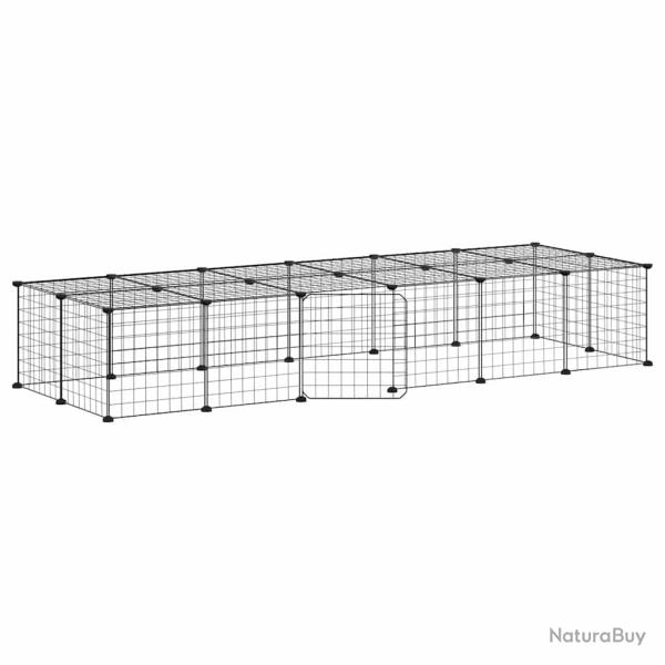 Cage animaux de compagnie  28 panneaux et porte 35 x 35 cm noir 02_0041576