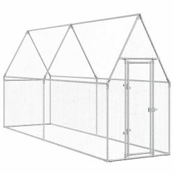Cage pour poules argent&eacute; 400 x 100 x 190 cm acier galvanis&eacute; Argent 02_0041669
