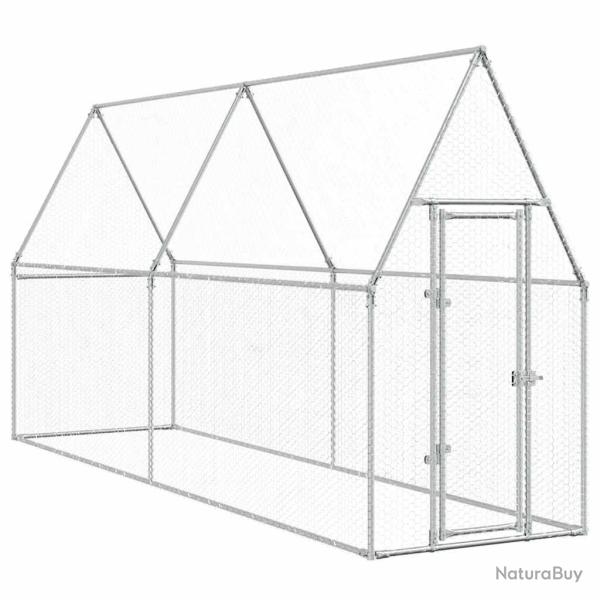 Cage pour poules argent� 400 x 100 x 190 cm acier galvanis� Argent 02_0041669