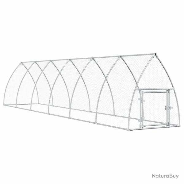 Cage pour poules argent� 600 x 105 x 120 cm acier galvanis� Argent 02_0041672