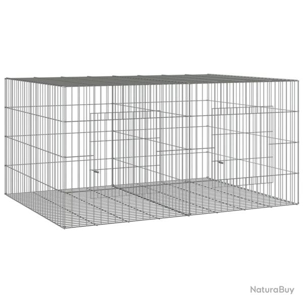 Cage � lapin 2 panneaux 110 x 79 x 54 cm Fer galvanis� Argent 02_0041685