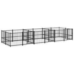 Chenil cage enclos pac animaux d'ext&eacute;rieur pour chiens acier 11,26 m&sup2; noir 02_0041781