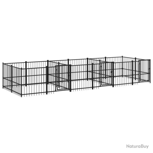 Chenil cage enclos pac animaux d'ext�rieur pour chiens acier 11,26 m� noir 02_0041781