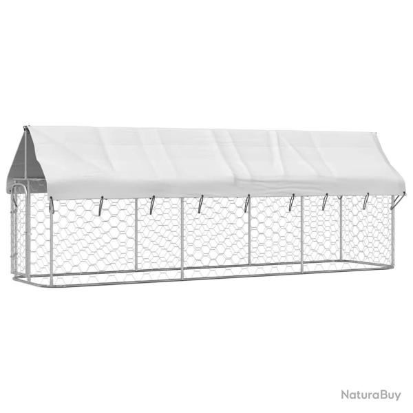 Chenil cage enclos pac animaux ext�rieur avec toit 400 x 100 x 150 cm Argent 02_0041909
