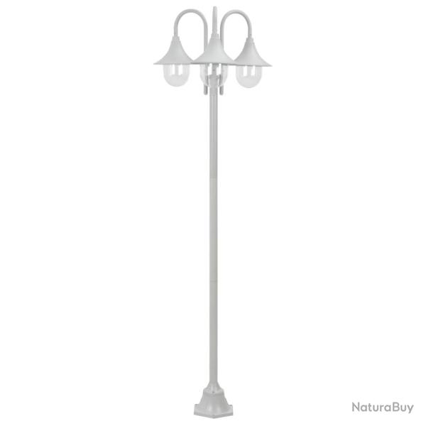 Lampadaire de jardin E27 220 cm aluminium 3 lanternes blanc 02_0042540