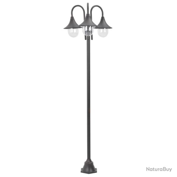 Lampadaire de jardin E27 220 cm aluminium 3 lanternes Bronze marron 02_0042541