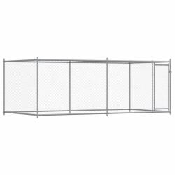 Cage pour chien avec porte 4 x 2 x 1,5 m acier galvanis&eacute; gris 02_0041619